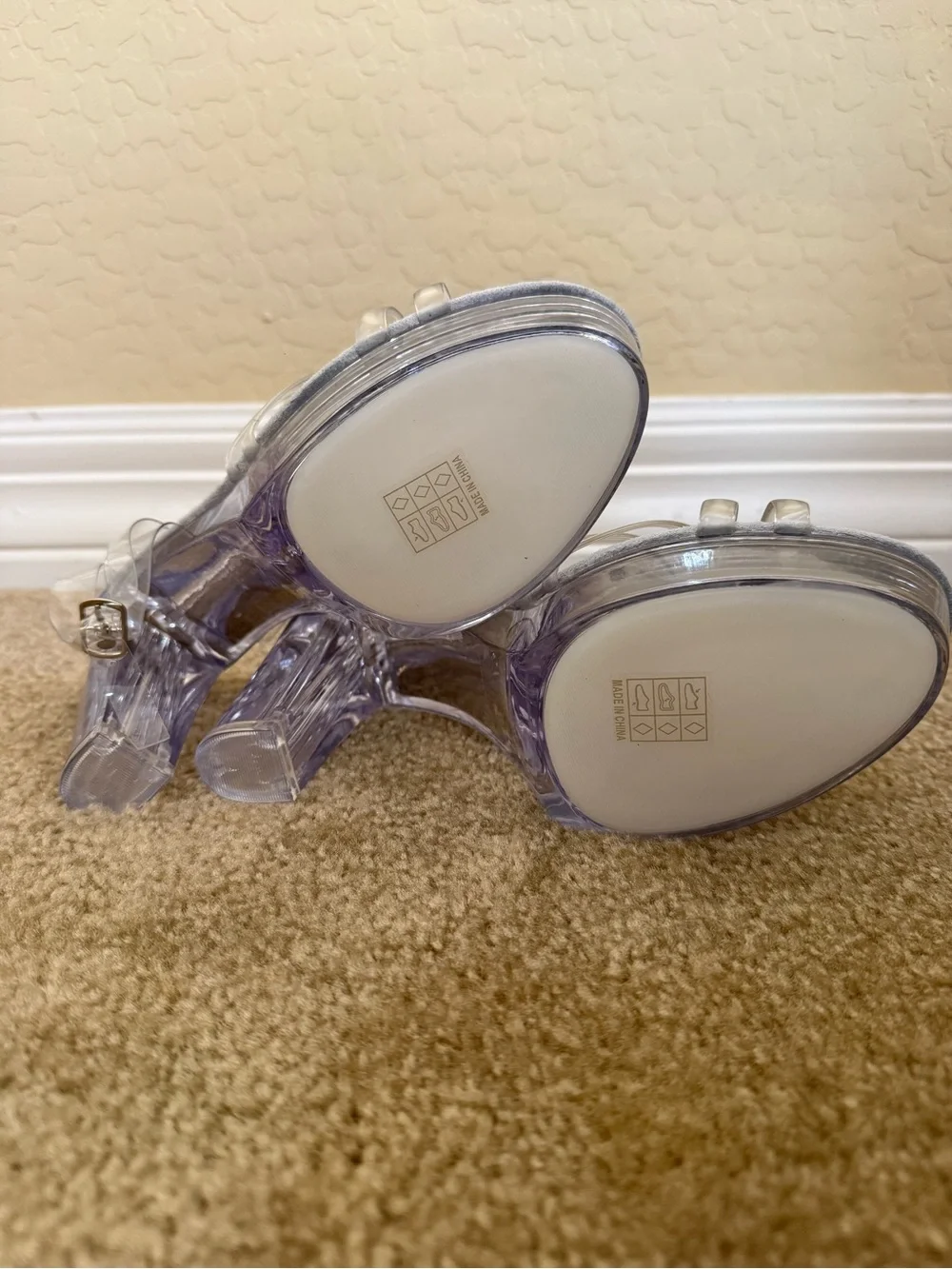 Clear Strap White Platform Heeled Sandals